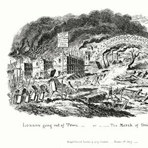 London Going Out of Town, or the March of Bricks and Mortar (engraving)