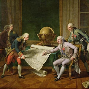 Louis XVI (1754-93) Giving Instructions to La Perouse, 29th June 1785, 1817 (oil