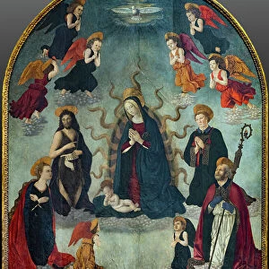 Madonna and Child with Saints (oil on panel)