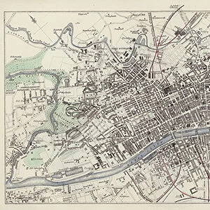 Map: City of Glasgow, drawn and engraved by G H Swanston, Edinburgh (colour litho)