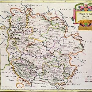Map of Herefordshire, 1695 (coloured engraving)