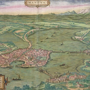Map of Mantua, from Civitates Orbis Terrarum by Georg Braun (1541-1622