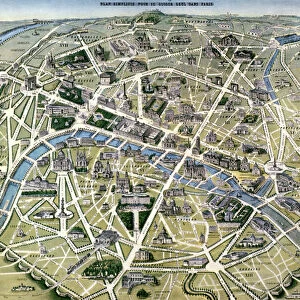 Map of Paris during the period of the Grands Travaux by Baron Georges Haussmann