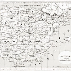 Map of Spain showing Caliphate of Cordoba