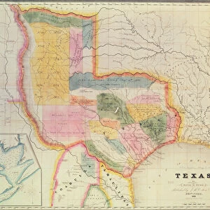 Map of the state of Texas, 1835 (coloured engraving)