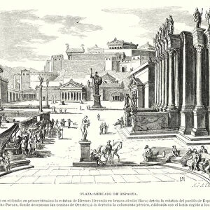 Market place of Sparta, Ancient Greece (litho)
