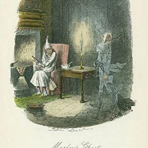 Marley's ghost appearing to Scrooge. Illustration by John Leech (1817-64) for Charles Dickens A Christmas Carol, London 1843-1844