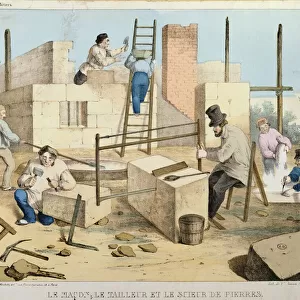 The Mason, The Stone Cutter and Stone Sawyer, c. 1860 (colour litho)