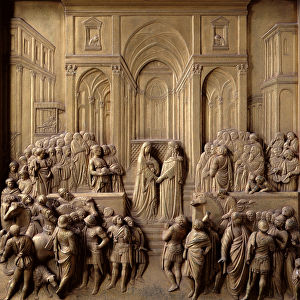 The Meeting of King Solomon and the Queen of Sheba, one of ten relief panels from