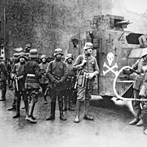Members of the right-wing Freikorps armed with flamethrower