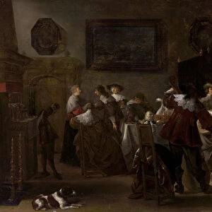 Merry Company (Interior with Cavaliers and Ladies), 1630s (oil on wood)
