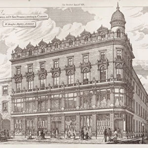 Messrs Howell and Cos New Premises, erecting in Cardiff (engraving)