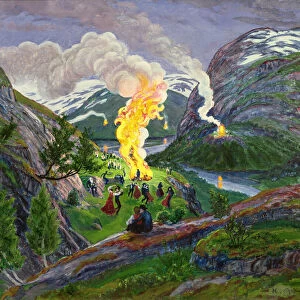 Midsummer Fire (oil on canvas)