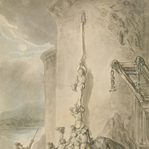 A Military Escapade, c. 1794 (pen & ink with w / c and wash over graphite on paper)