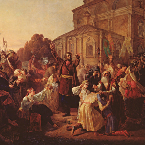 Minin (d. 1616) appealing to the Novgorodians in 1611, 1861 (oil on canvas)