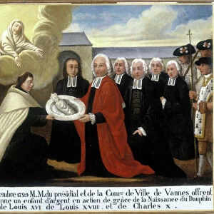 MM du Presidial et de la Commune de Vannes offer Saint Anne a silver child in thanksgiving from the birth of the dolphin Louis de France (1729-1765), 7 September 1729 - Ex-Voto Sainte Anne d Auray