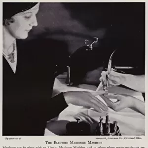 Modern Beauty Culture: The electric manicure machine (b / w photo)