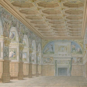 Ms 1014 The ballroom at Fontainebleau, plate from an album (w / c & pencil on paper)