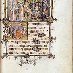 Ms 38-1950, f. 29r: David at the head of a procession carrying Goliath