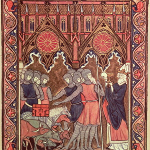 Ms Lat 10525 fol. 6 Abraham presents his prisoners and his booty to Melchizedek