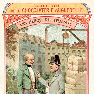 Napoleon awarding the Legion d Honneur to French industrialist Christophe-Philippe Oberkampf, 1806 (chromolitho)