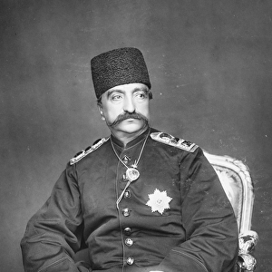 Naser al-Din Shah Qajar of Persia (b / w photo)