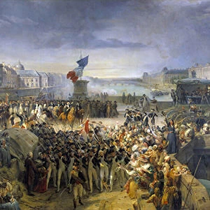 The National Guard of Paris, assembled on Pont Neuf, left for the army in September 1792