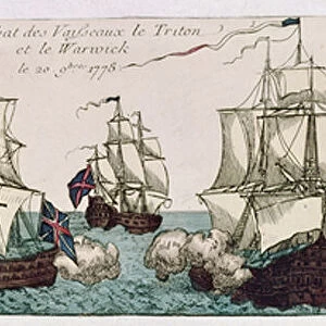 Naval engagements between the French and English fleets during the American Revolution in