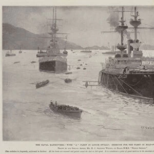 The Naval Manoeuvres, with "A"Fleet in Lough Swilly, Exercise for the Fleet in Boat-Pulling (litho)