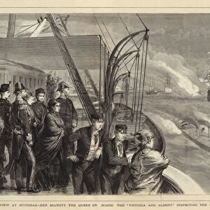 The Naval Review at Spithead, Her Majesty the Queen on Board the "Victoria and Albert"inspecting the Fleet (engraving)