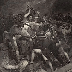 Nelsons conflict with a Spanish launch, illustration from The Life of Nelson