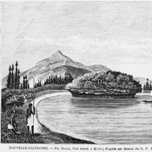 New Caledonia, Isle of Pines, Pic Nga seen from Kuto, after a drawing by Reverend Father