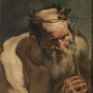Old Satyr Holding a Flute, c. 1620 (oil on panel)
