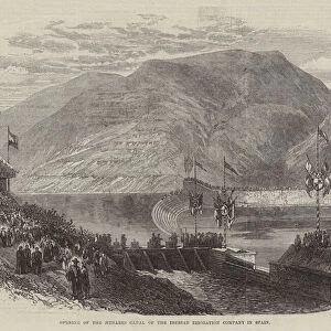 Opening of the Henares Canal of the Iberian Irrigation Company in Spain (engraving)