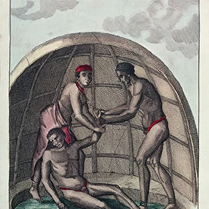 Operation to heal a sick Bushman, 1811 (colour engraving)