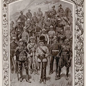 The Overseas Forces, representatives of which came to England for the coronation of King George V (colour litho)