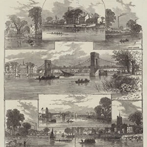 The Oxford and Cambridge Boat-Race, Views on the River (engraving)