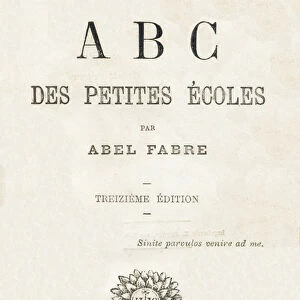 Page de garde avec le monogramme du Christ IHS - ABC des petites ecoles par Abel Fabre