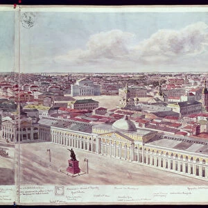 Panorama of Moscow, depicting the department store Gum and the Bolshoi