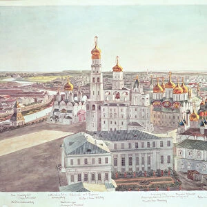 Panorama of Moscow, detail of the Kremlin cathedrals, 1819 (w / c on paper) (see 170140-170146)