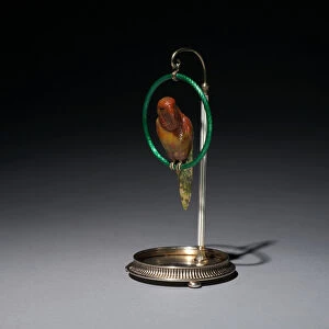 Parrot on a Perch (Parrot), firm of Peter Carl Faberge (1846-1920), 1896-1903 (silver