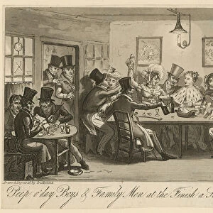 Peep o day Boys and family men at the finish: a scene near Covent Garden (engraving)