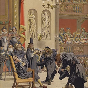 The last performance of Moliere, in Le Malade Imaginaire (colour litho)