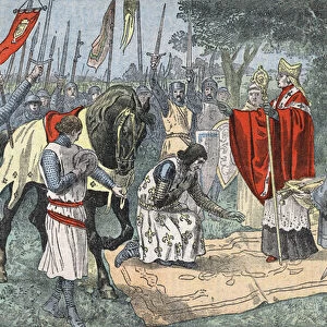 Philippe Auguste before the Battle of Bouvines on July 27, 1214, prayed and was blessed