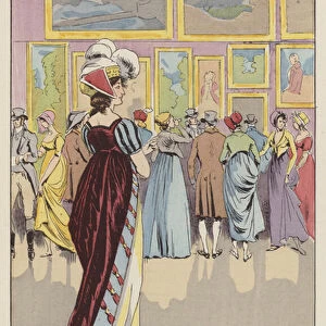 The Picture Exhibition at the "Salon", Year VIII, 1800 (colour litho)