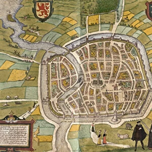 Plan of Haarlem (Harlemum), Netherlands (etching, 1572-1617)