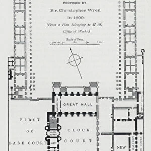 Plan of the New Grand Entrance Court to Hampton Court Palace proposed by Sir Christopher Wren in 1699 (engraving)