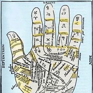 Planetary and zodiacal diagram of the left hand, from Oeuvres Diverses