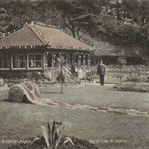 Planting resembling a roll of carpet, Grove Park, Weston-super-Mare, Somerset (photo)