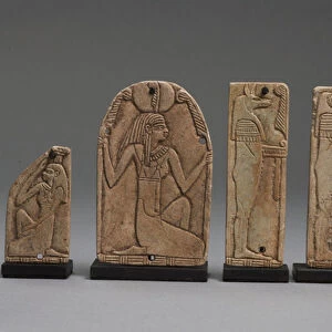 Plaques of Maat, Nephthys and sons of Horus, Late Dynastic Period (faience